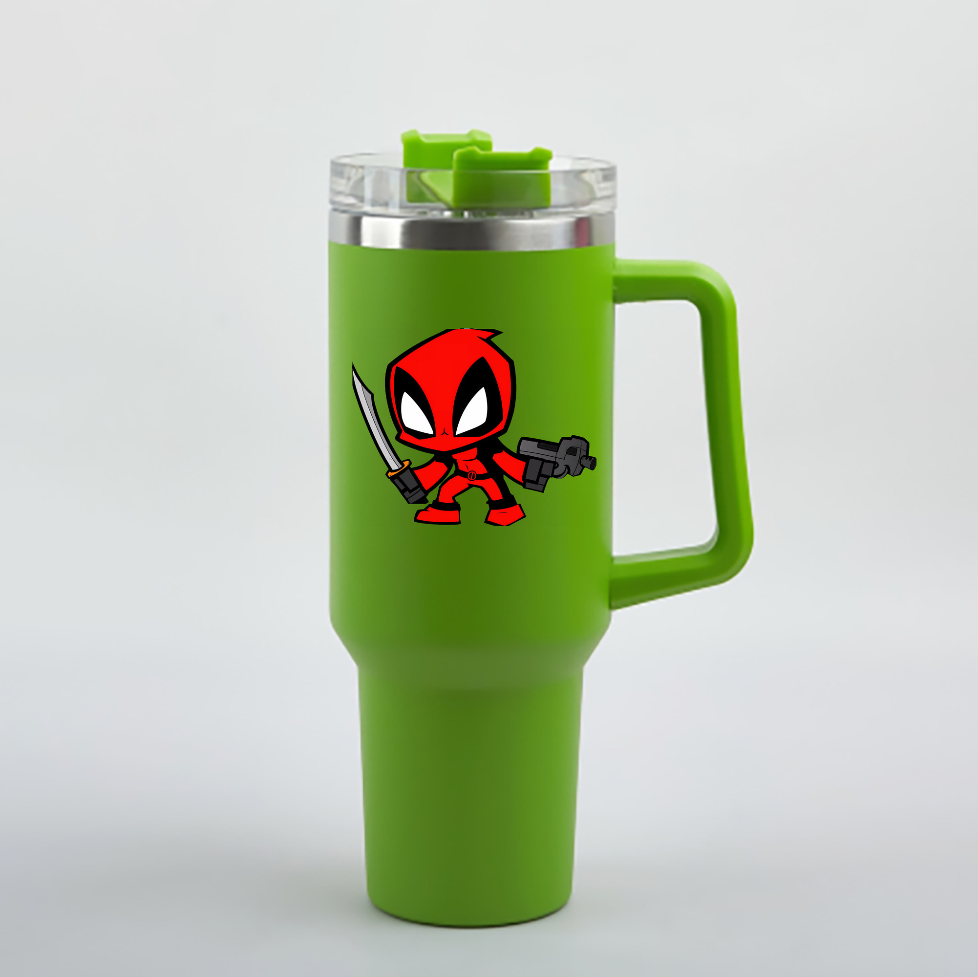 （画像用） Deadpool デッドプール 1200mL車用タンブラー - クリスタルステッカー（プラスチックストロー付き）